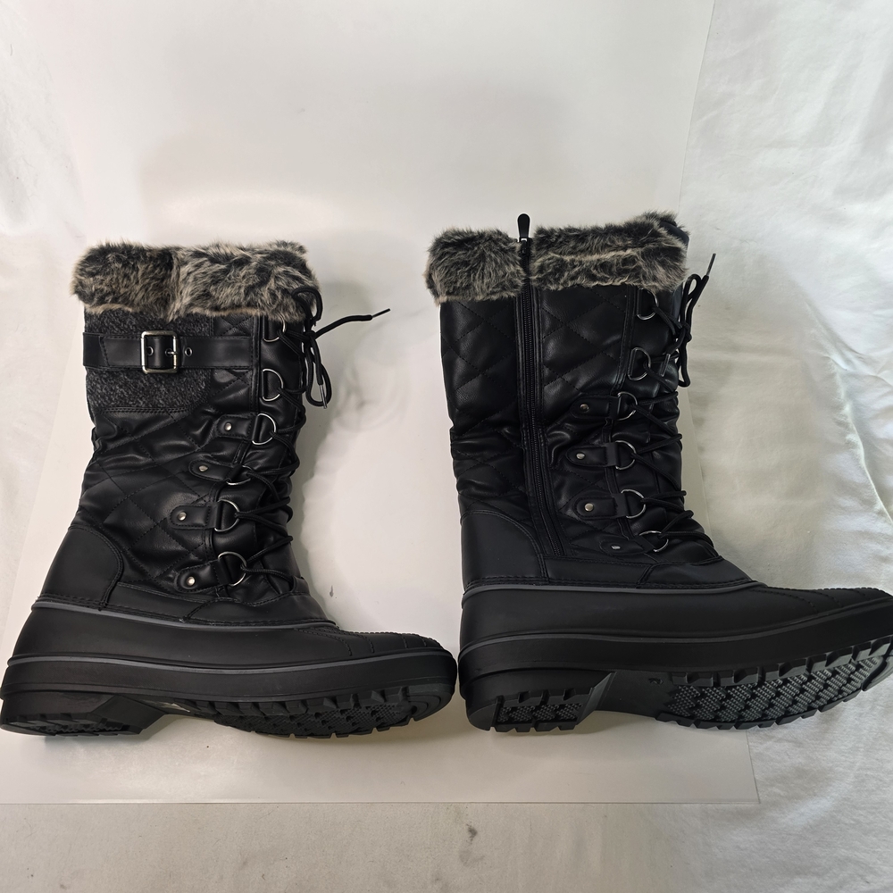 Dream Pairs Black Quilted Winter Boots with Faux Fur
